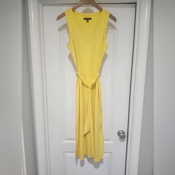 Banana Republic Dandelion Yellow Midi Dress With Matching Belt - Picture 8 of 9